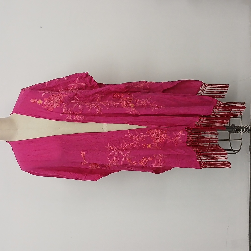 NWT Chico's Floral Embroidered Ruana Coverup wrap in Summer Berry / OS - Picture 2 of 9